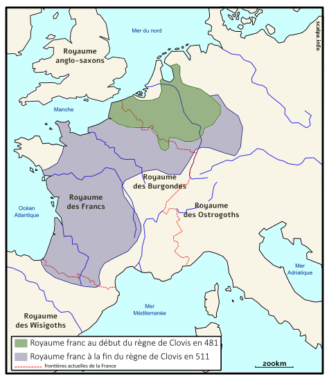 Royaume franc au début et à la fin du règne de Clovis